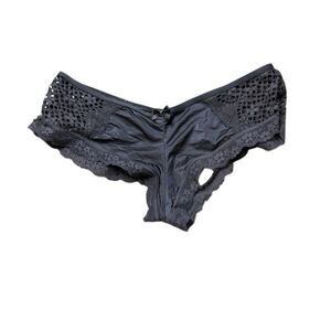 Victorias Secret Gray Mesh Open Back Sexy Panties Medium